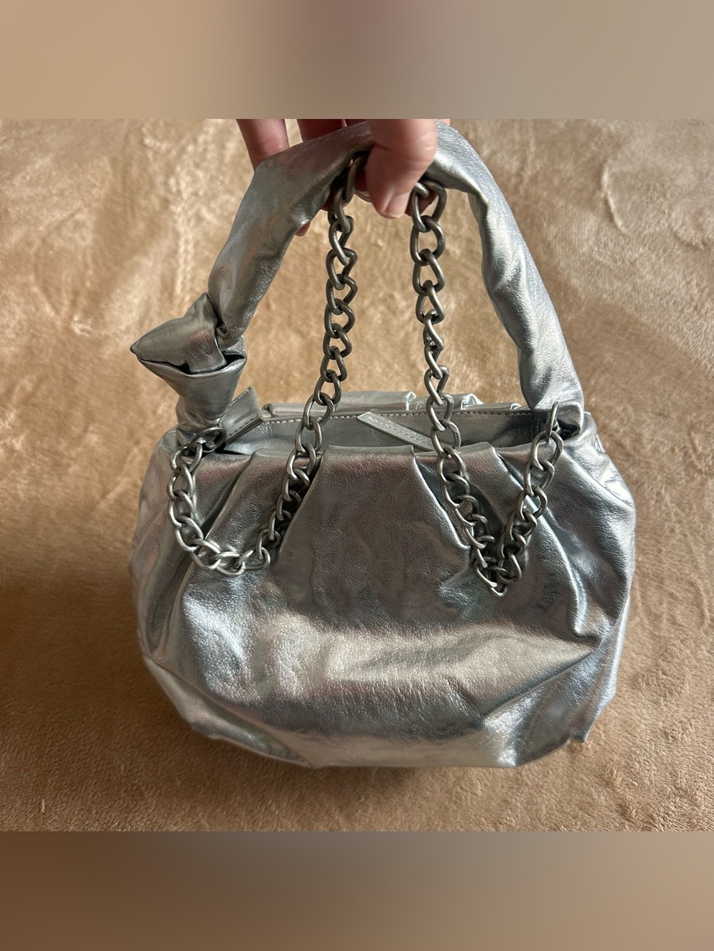 Free People Women's Viva La Vegan Clutch Silver Metallic Shoulder Bag